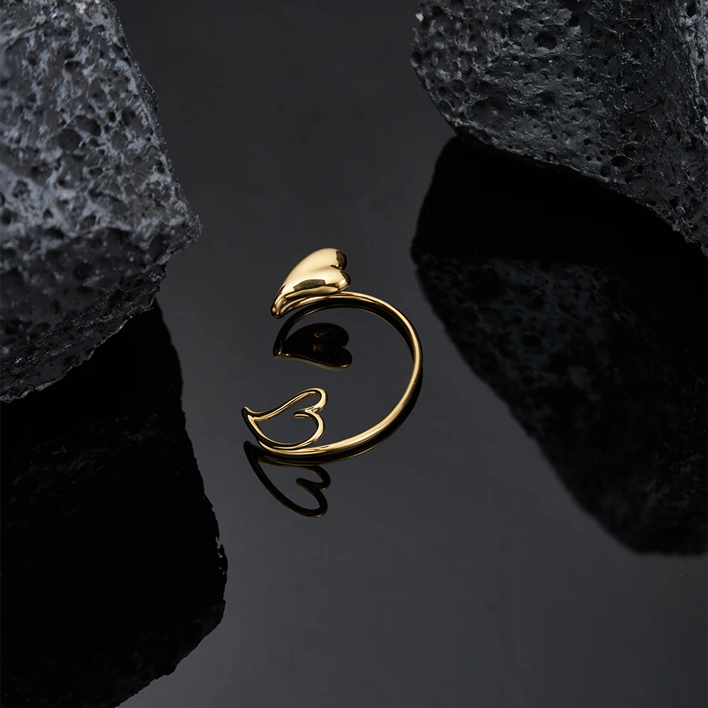 ENFASHION Heart Ear Clip For Women Aretes De Mujer Ear Cuff 18K Pated Gold Color Fashion Jewelry Everydaywear Office E231457G