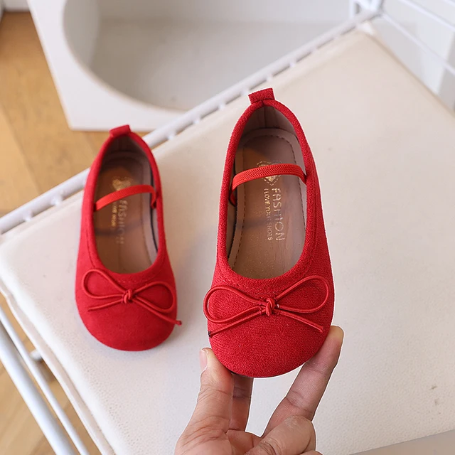 Spring Kids Ballet Flats for Girls with Cute Bowtie and Colorful Options Non-Slip Soft Sole Toddler Dance Practice Flats Elegant 4