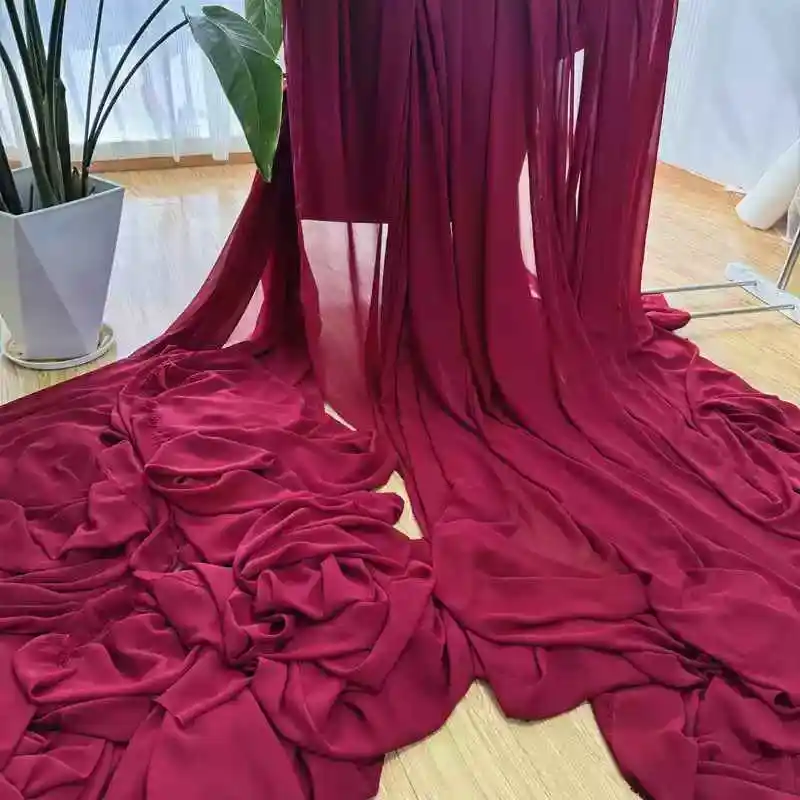 Elegant Purple Red Chiffon Georgette Fabric