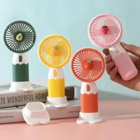 1 Portable Cartoon Fruit Mini Handheld Fan with USB Charging Cable Battery Powered Suitable for Family Outdoor Travel 1
