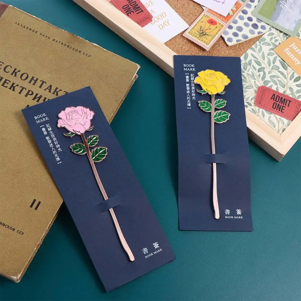 1pc Kawaii Cat Bird Rose Alloy Bookmark Cute Coloring Embossing Book Mark Page Folder Office School Supplies Stationery metal bookmark animal bookmark bookmarks stationery supplies paper bookmark