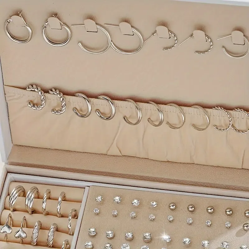 102 Pcs New Elegant Jewelry Sets Vintage Minimalist Rhinestone Pearl Geometric Stud Earrings Fashion Jewelry Gifts 2025 (No Box)