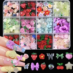 Mixed Resin Bowknot 3D Colorful Nail Charms - Kawaii Rhinestone Nail Art Decorations Set (ZB128 - 2)