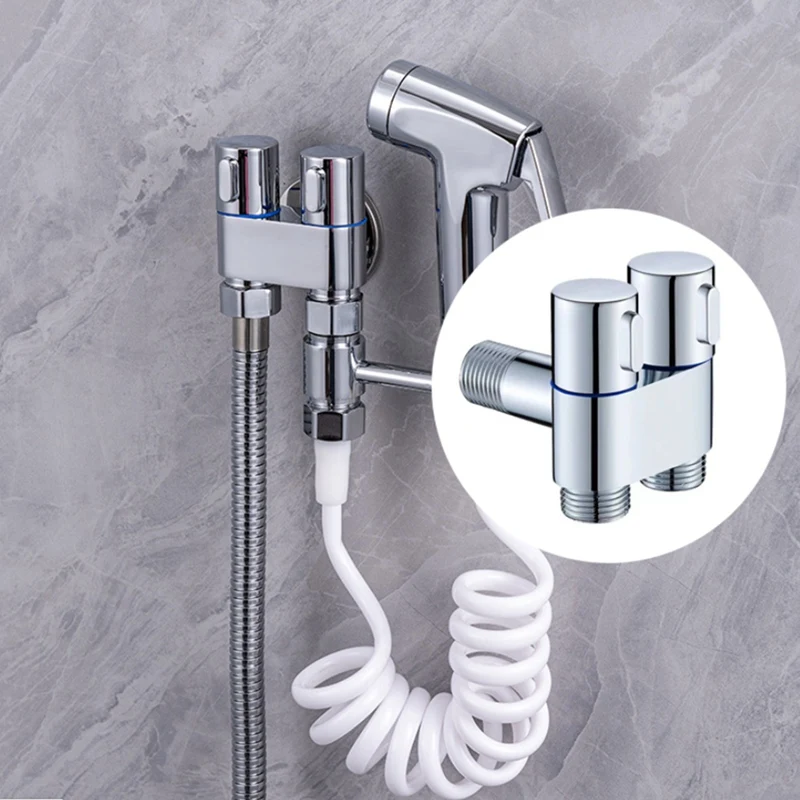 Mini Multi-Function Faucet Brass 1 Into 2 Out Dual Control Washing Machine Chrome Tap For Washing Machine And Toilet 4
