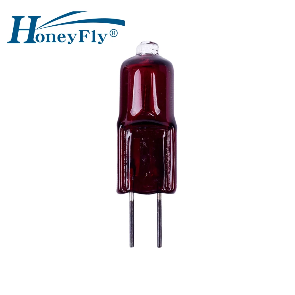 HoneyFly 10pcs Ruby Halogen Lamp G4 12V 10W 20W Infrared Lamp Heater Halogen Bulb  Heating Drying Painting Quartz