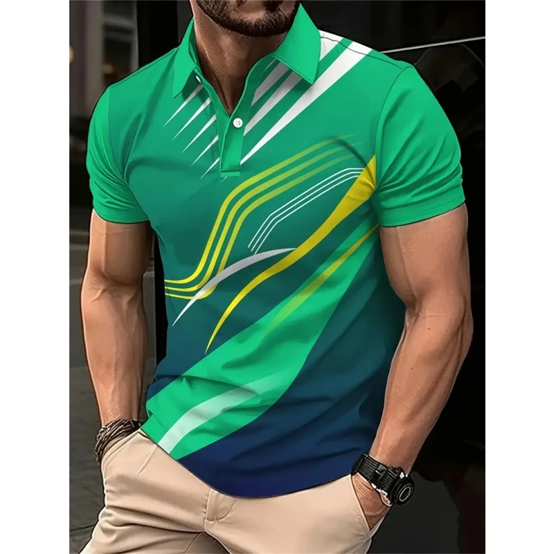 New 3D Printed Colorful Striped Man Polo Shirts Geometric Color Block Pattern Men's Clothes Shirt Casual Lapel Short Sleeve Tops 7 Sdf61a1648fe04d09bc12f0cd49aad861L