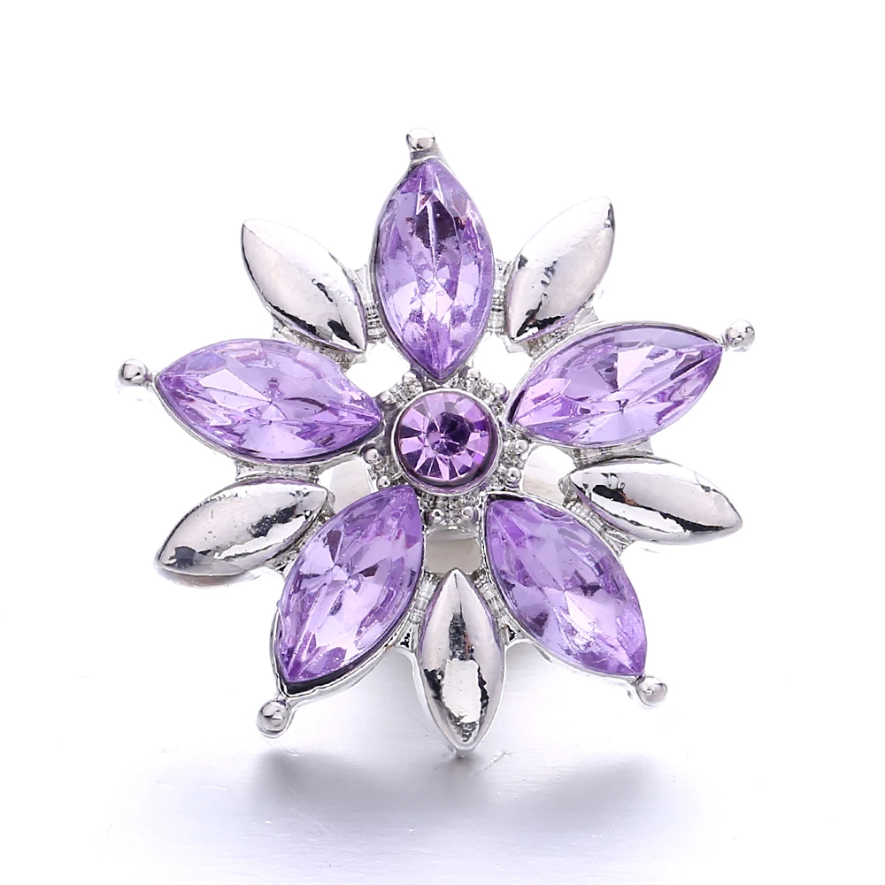 15pcs New Snap Jewelry Rhinestone Flower 18mm Snap Buttons for Snap Bracelet Bangle DIY Button Jewelry Making