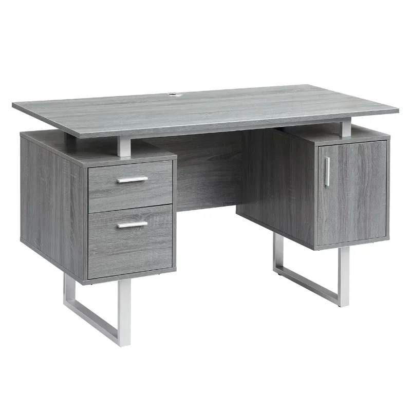 Techni Mobili Modern Office Desk with Storage, Grey 4