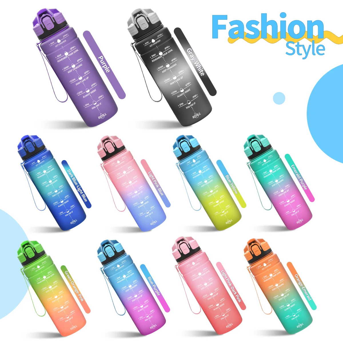 Bouteille d'Eau de Sport Portable - Plastique de Qualité - Étanche - Sans BPA - Marron