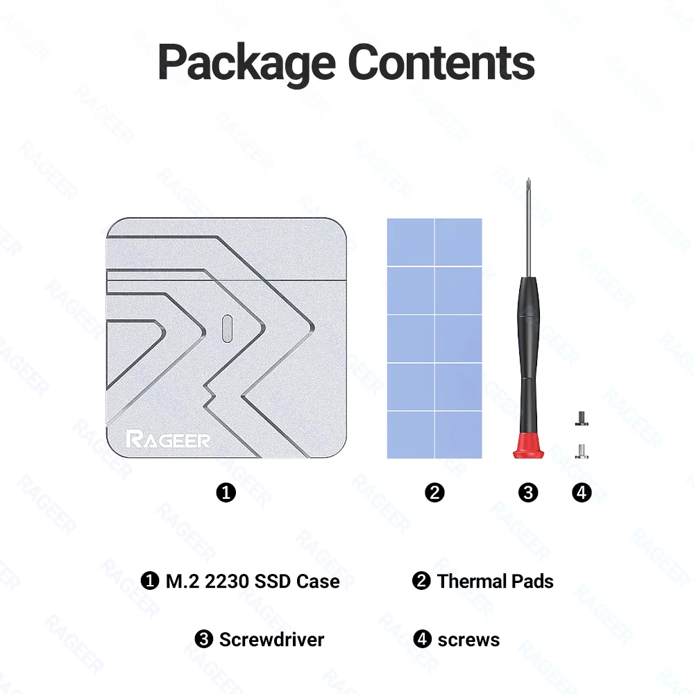 RAGEER 2230 M.2 NVMe SSD 플러그 앤 플레이 인클로저 - USB 3.2 (10Gbps) 알루미늄 케이스 (자석 덮개 포함), Type-C 포트, 9210 칩