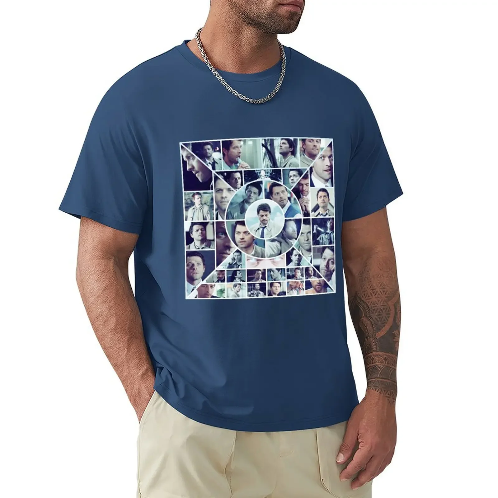 

Castiel Collage T-shirt korean fashion oversized plus sizes Men's t-shirts