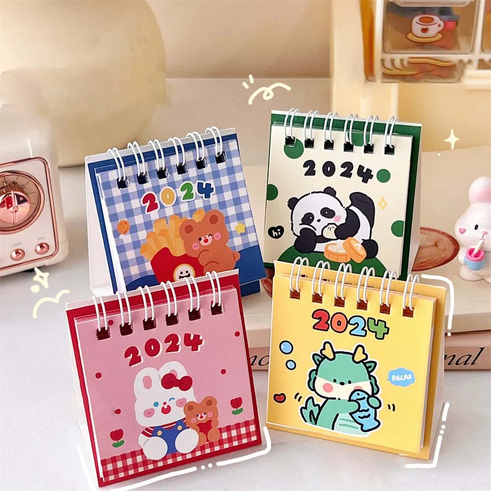 

2023.9-2024.12 Calendar Cartoon Mini Desktop Paper Calendar Dual Daily Scheduler Table Planner Yearly Agenda Organizer Desk Acc