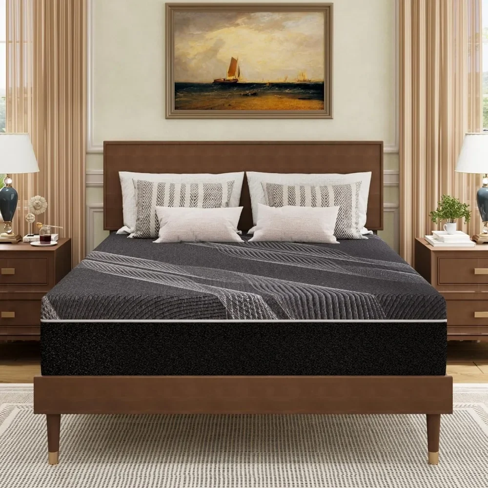 10 Inch Charcoal Gel Memory Foam Mattress in A Box, CertiPUR-US Certified, Fiberglass Free, Cooling Double Mattress 6
