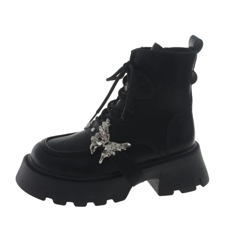 2023 Hot Sale Women's Shoes Cross-tied Women's Boots Fashion Butterfly-knot Casual Boots Women Side Zipp Round Toe Ankle Boot