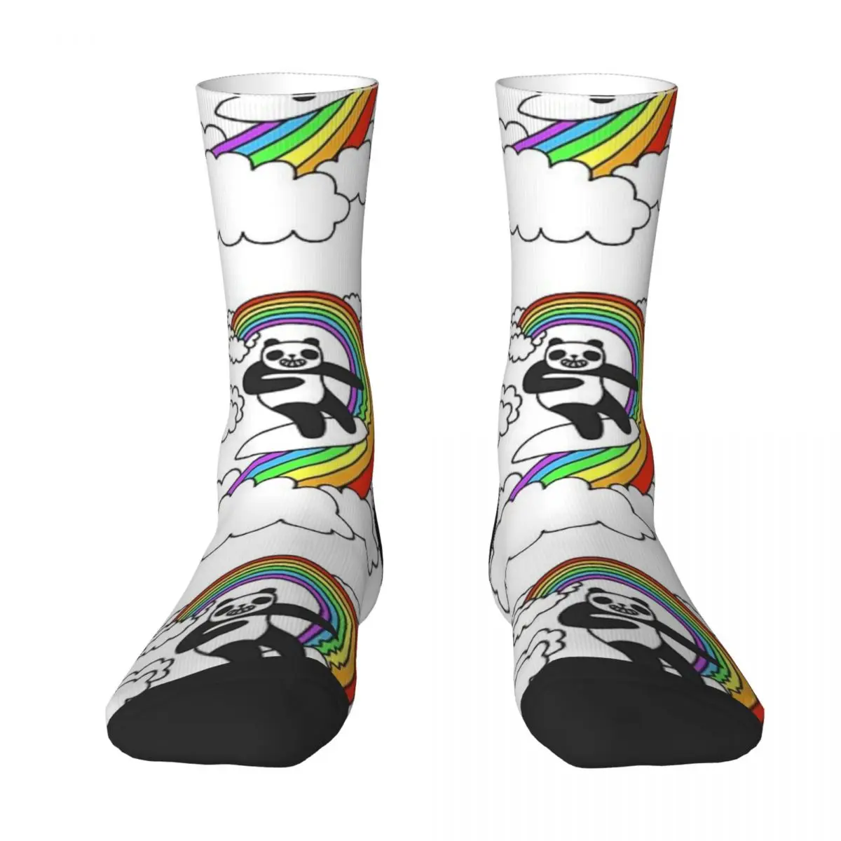 thumbnail image 1 of Calcetines de moda para hombre con diseño de pandas, surf, arcoíris, puntadas, largos, para parejas, talla 37-45, 1 of 5