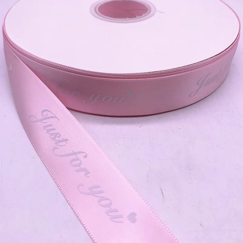 Printed Polyester Ribbons 5yards 10 20 25 38mm "just for you" for Wedding Christmas Party Decorations DIY Bow Craft Ribbons-ribbon decoration,ribbon supplies,christmas ribbon,polyester ribbon,wrapping ribbon