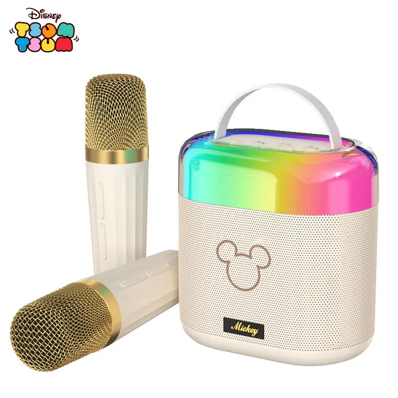 

Disney Mickey Minnie Wireless Bluetooth Audio Home Ktv Kara Ok Double Wheat Chorus Stereo TF Card Portable Speaker Microphone