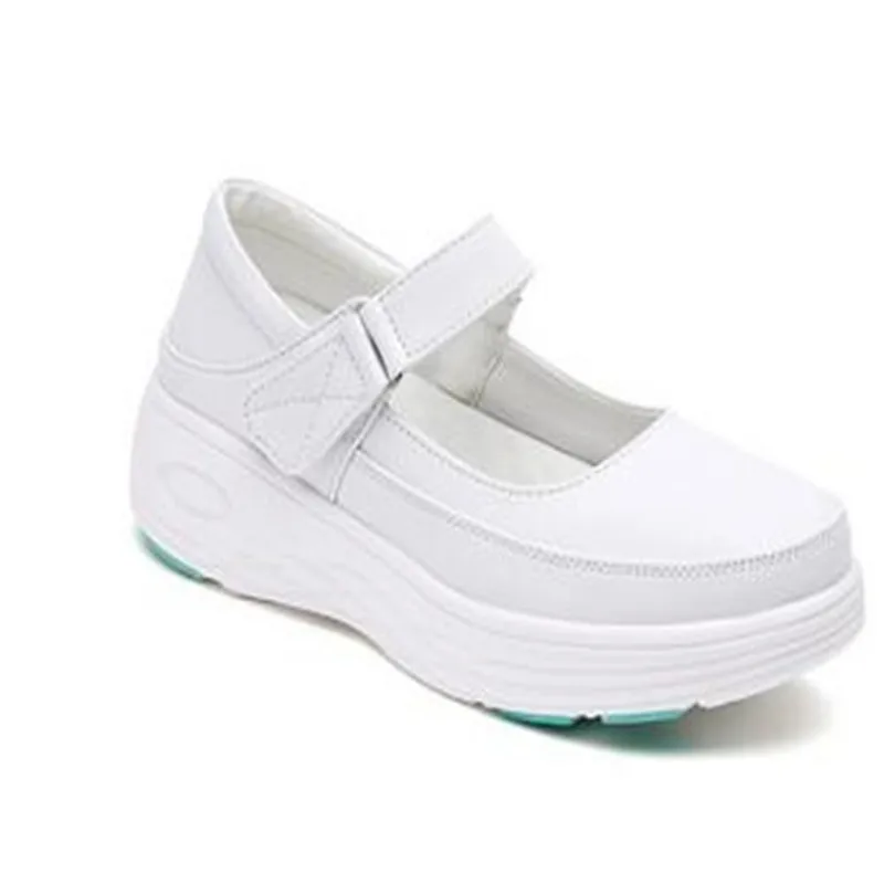 Genuine leather air cushion nurse shoes women's spring soft soles breathable thick soles women's shoes white medical shoes