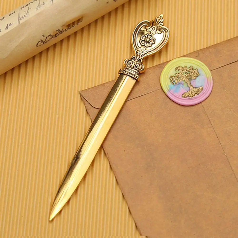 4 Pcs 내구성 있는 아연 합금 편지 오프너 경량 골드 봉투 오프너 레트로 컴팩..