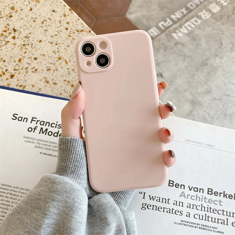 Square Liquid Silicone Soft Phone Case - Shockproof Candy Cover