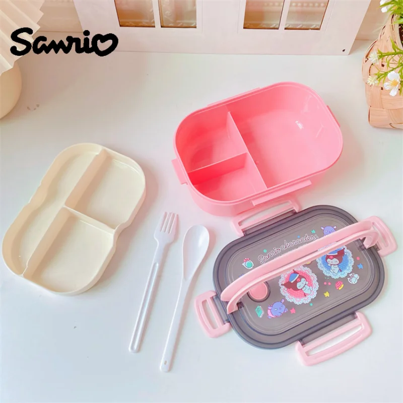 

Ланч-бокс с аниме Kawaii Sanrio Kuromi Hellokitty школьная японская двухслойная портативная герметичная коробка для хранения свежести