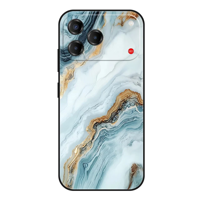 Marble Painted Soft Matte Silicone Back Cover - Elegant Design Case