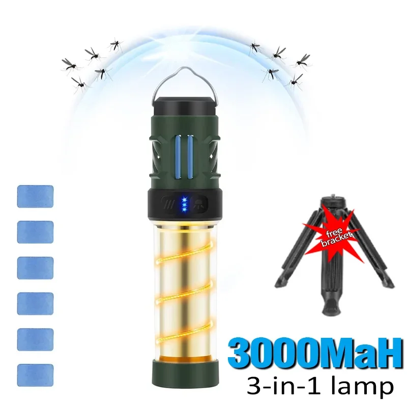 Mosquito Killer Lamp Portable Lantern Camping Tent Mosquito Repellent Large Capacity Lighting Flashlight With Triangle Bracke