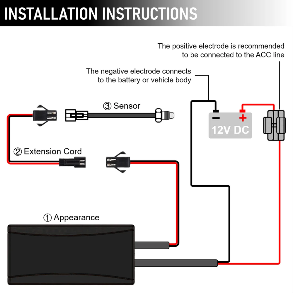 Motorcycle Water Tank Temperature Monitor with Warning Indicator and Sensors