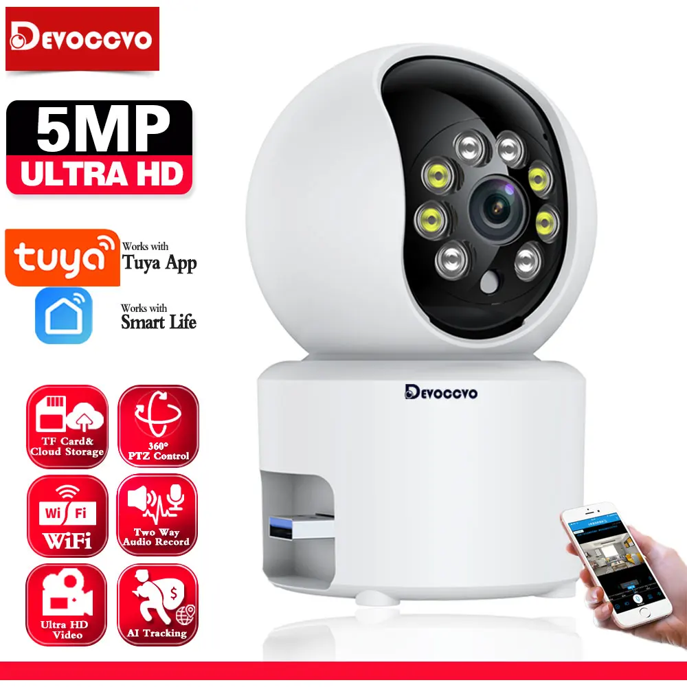 Smart5MPHD2KMiniSurveillanceCameraRemoteViewingPTZControlBy