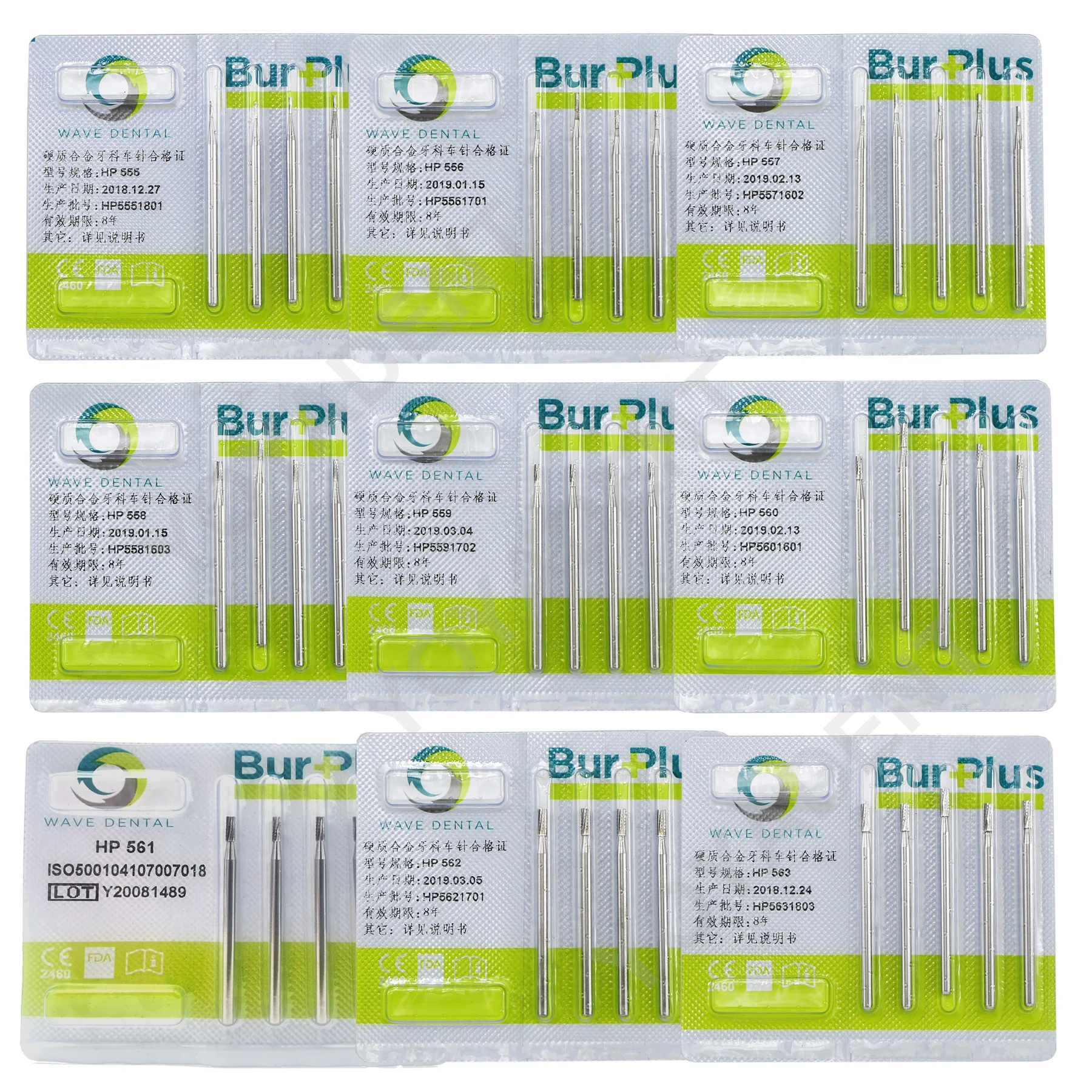 5Pcs/pack Dental Carbide Burs Dental Drills Round/Straight  Fissure Head HP Burs For Low Speed Straight Nose Cone Handpiece WAVE