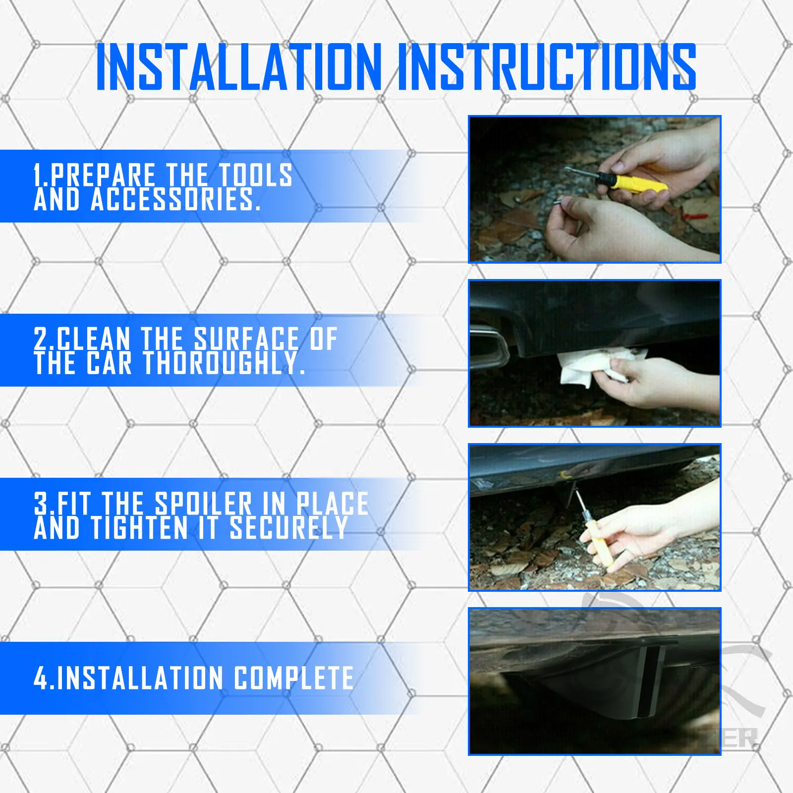 Car Rear Bumper Lip Universal Car Rear Bumper Lip ABS Rear Shark Chassis Fin Style Curved Bumper Lip For Audi A6 A4 A5