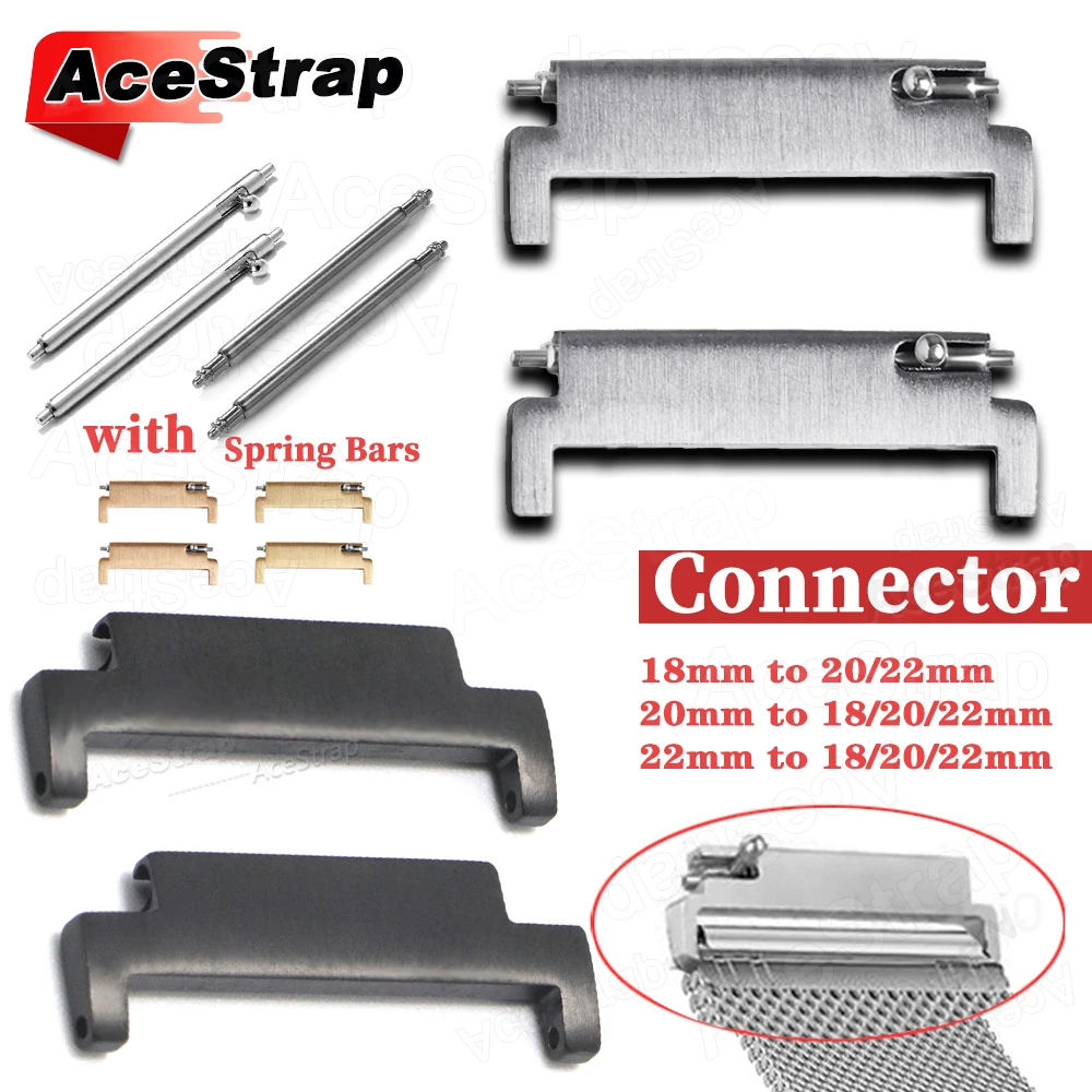 Elegant Stainless Steel Quick Release Watch Band Connectors - 2 Pack