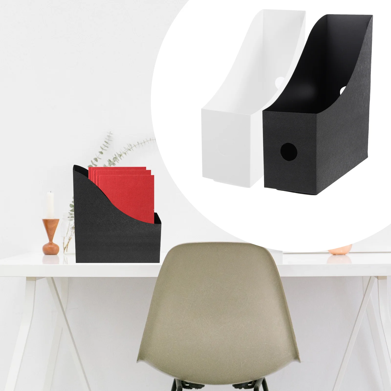 

2 Pcs File Storage Rack Office Supply Box Document Stand Letter Tray Organizer Table Top Bookshelf