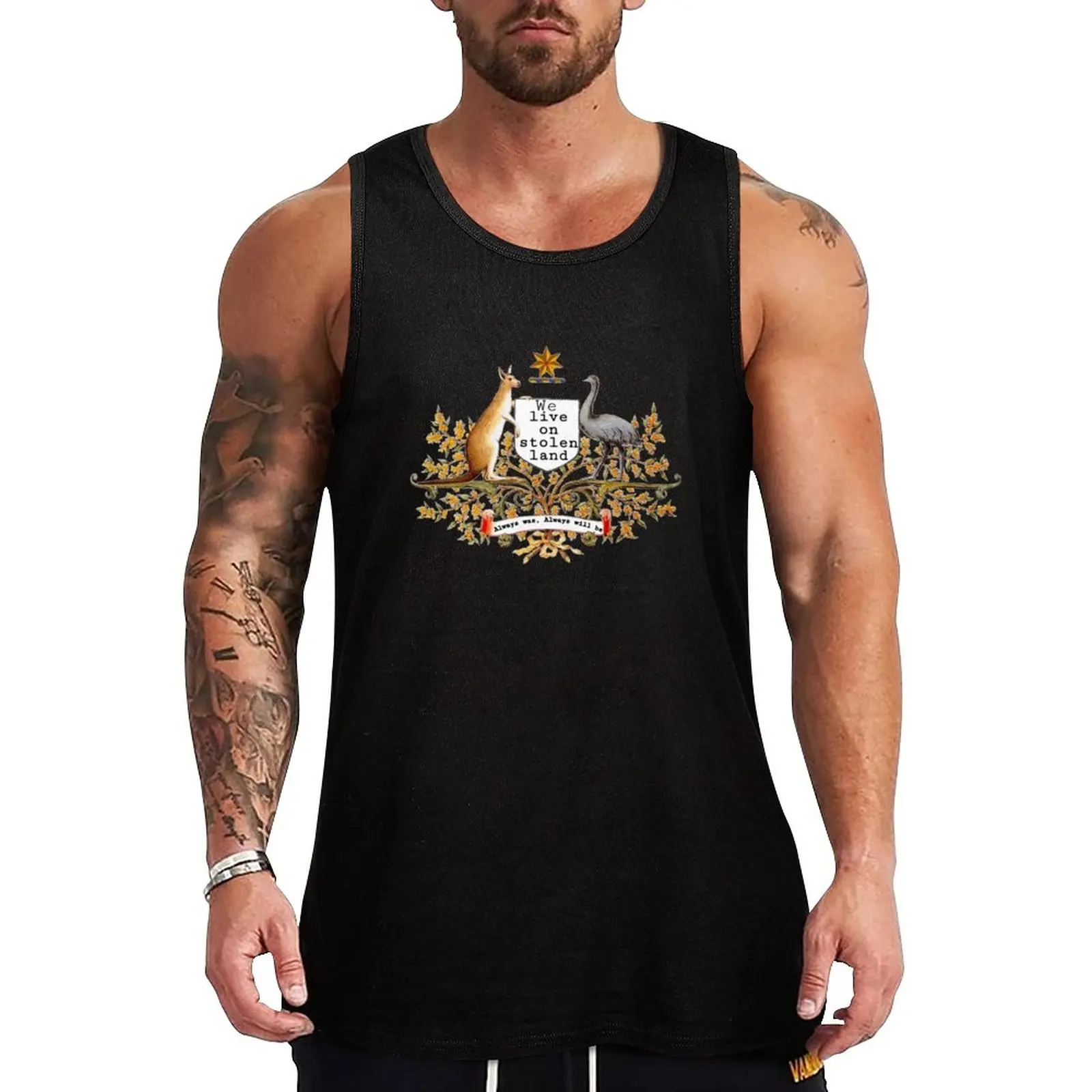 

New We live on stolen land Tank Top T-shirts men bodybuilding t-shirt