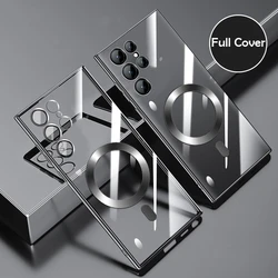 Luxury Plated Magnetic Protective Phone Case - Soft Silicon Clear Cover - S24 Ultra (Black)