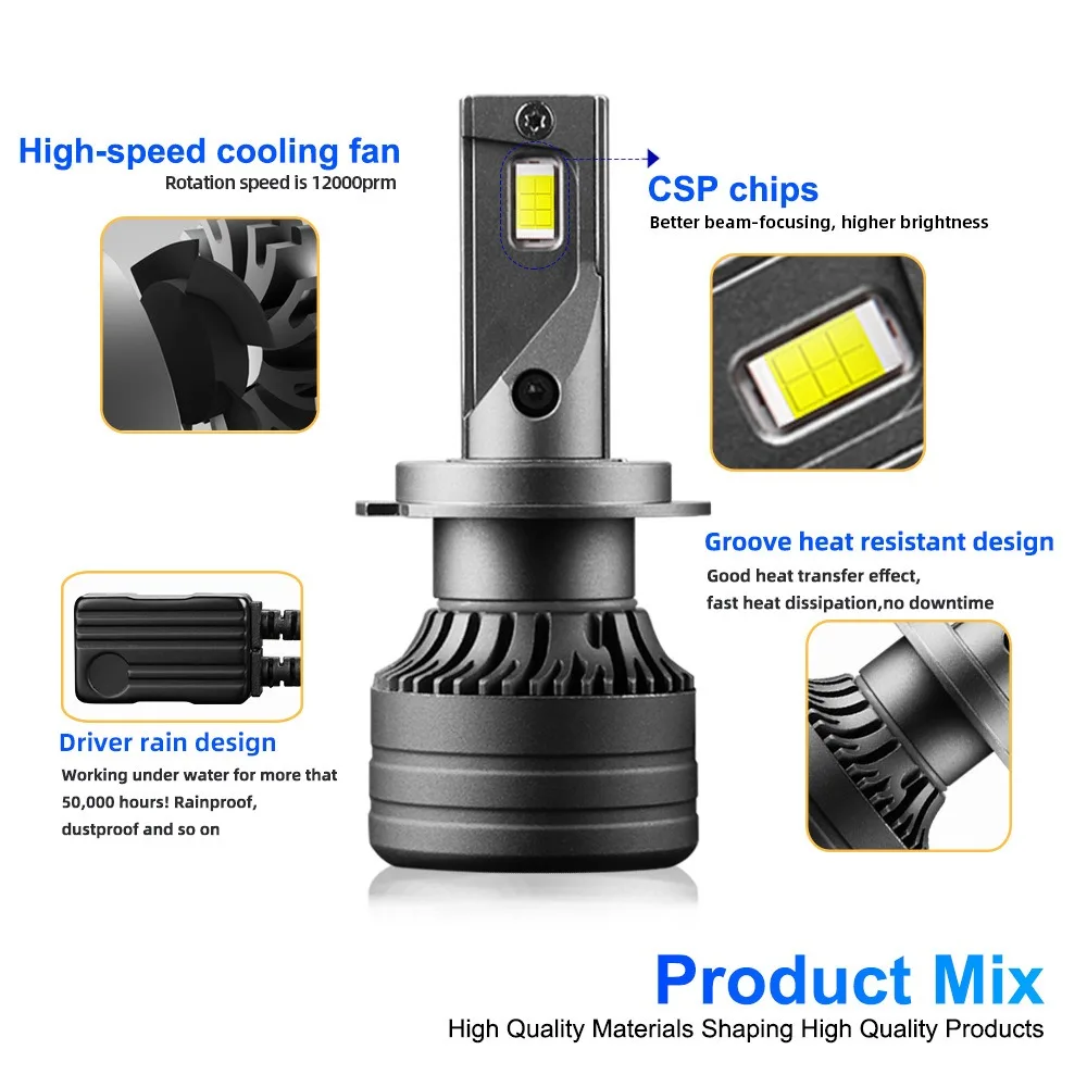 

9003 9012 9005 HB3 H4 9007 H13 LED Headlight Bulbs 6000K - Super Bright Hi Lo Beam Car Lights