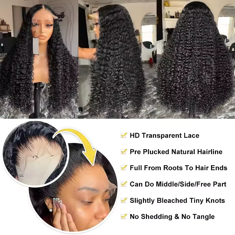 250 300 Density Deep Wave 13x6 HD Lace Frontal Human Hair Wig Brazilian 30 40 Inch 13x4 Water Curly Lace Front Wigs For Women 4