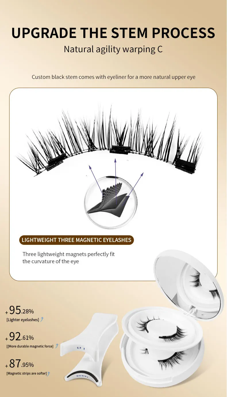 Description Picture 6 of item[Two sets of magnetic false eyelashes] Hot glue-free false eyelashes, presenting a net red natural naked feeling and imitating m