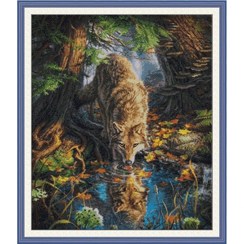 Animal Wolf DIY Embroidery 11CT Cross Stitch Kits Needlework Craft Set Printed Canvas Cotton Thread Home Decoration Room