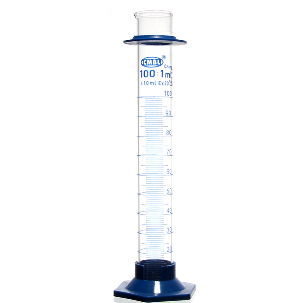 100mL Measuring Cylinder with Spout and Graduation with Plastic Heagon Base Laboratory Chemistry Equipment