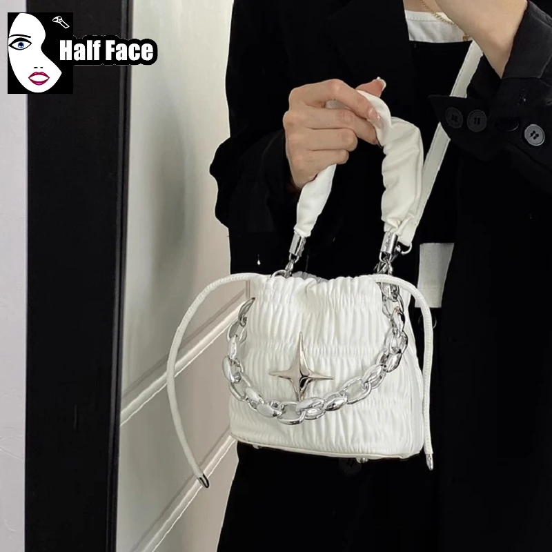 Y2K Girls Harajuku Women\'s Gothic Chains Handbags Female High Street Punk Streetwear Ladies Shoulder Casual Crossbody Bags tote
