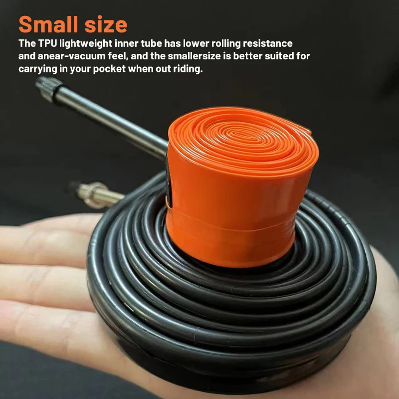 Description Picture 5 of itemUltralight Bike Inner Tube 700C 18 23 25 28 32 Road Bicycle TPU Tire 65mm Length French Valve Super Light Tube