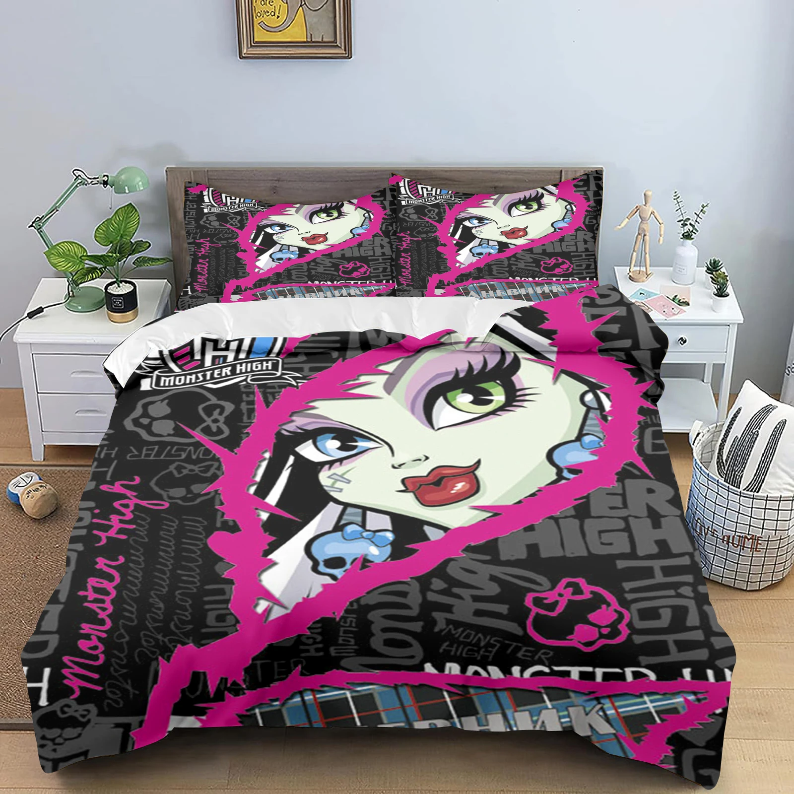 Description Picture 2 of itemMonster High Cartoon Quilt Cover, Anime Duvet, Cute Printed Polyester Comforter Bedding, Twin Size, Children Gift, Various Sizes