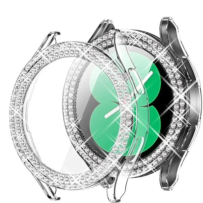 thumbnail image 1 of Estuche Bling para Samsung Galaxy Watch 6 4 Estuche 40 mm 44 mm Accesorios Moda Dos filas Diamante Parachoques Galaxy Watch 5 6 40 mm Cubierta, 1 of 5