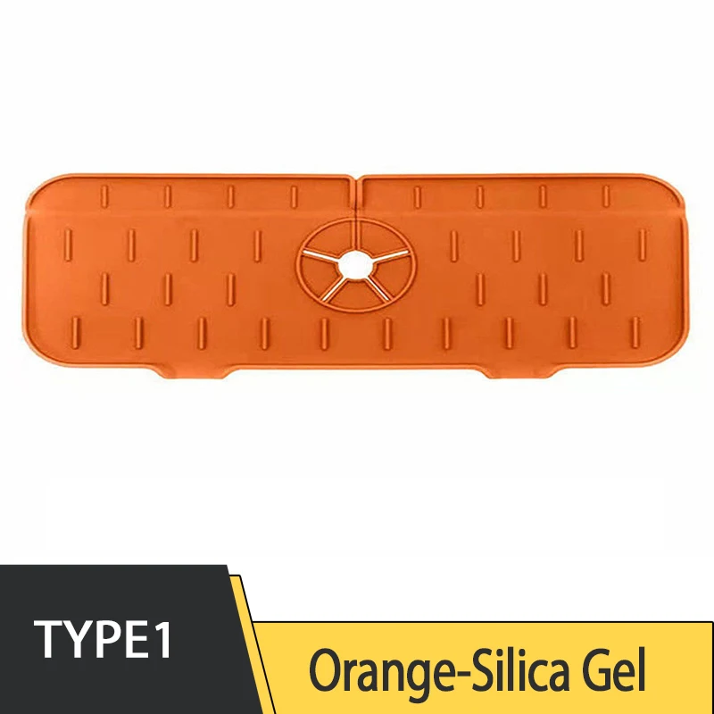 Gwong Wraparound Faucet Pad Quick-dry Silicone Moisture-proof Splash-proof  Faucet Mat Kitchen Supplies(Orange) 