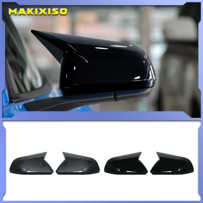 

1 Pair Glossy Black Carbon Fiber Color Rearview Side Mirror Cover Caps for Ford Mustang 2015-2022 Auto Exterior Accessories