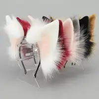 Anime Cosplay queue chapeaux oreilles d'animaux moelleux en peluche bloc de couleur queue renard rouge oreilles en fourrure bandeau mignon oreilles de renard blanc cerceau de cheveux 5