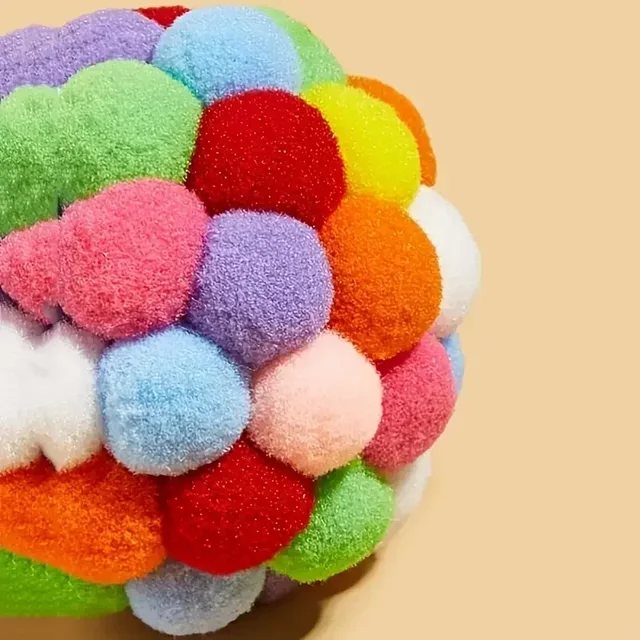 Pet Toy Cat Toys Cat Plush Ball Toys Pet Bouncy Bell Ball Toy Colorful Pompoms Pet Supplies Random Color 2