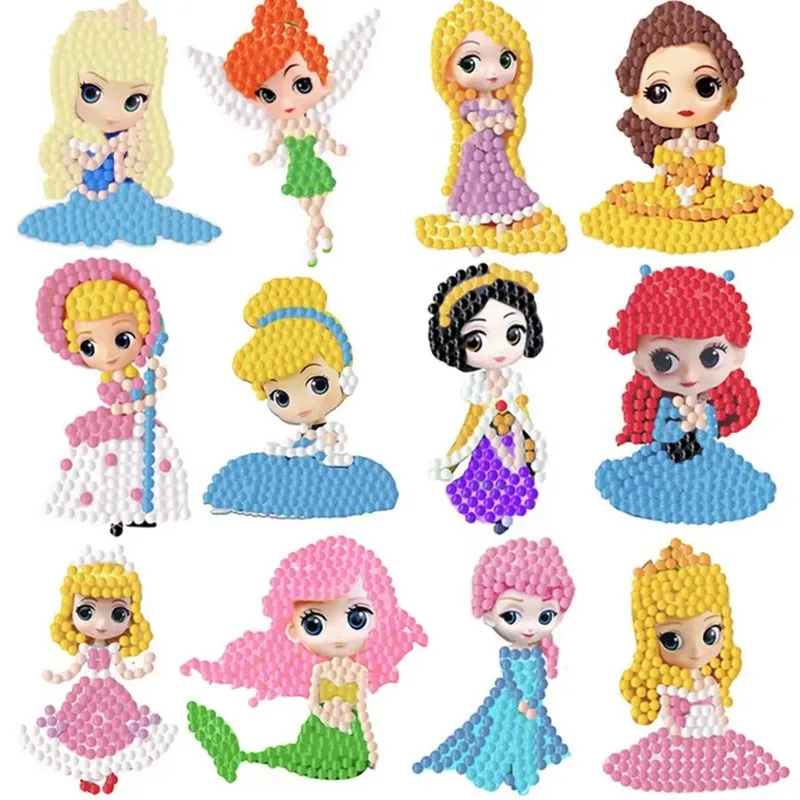 

5D Diamond Painting Stickers Easy For Kids Princess Diamond Art Diamond Mosaic Stickers by Numbers Kits for Children