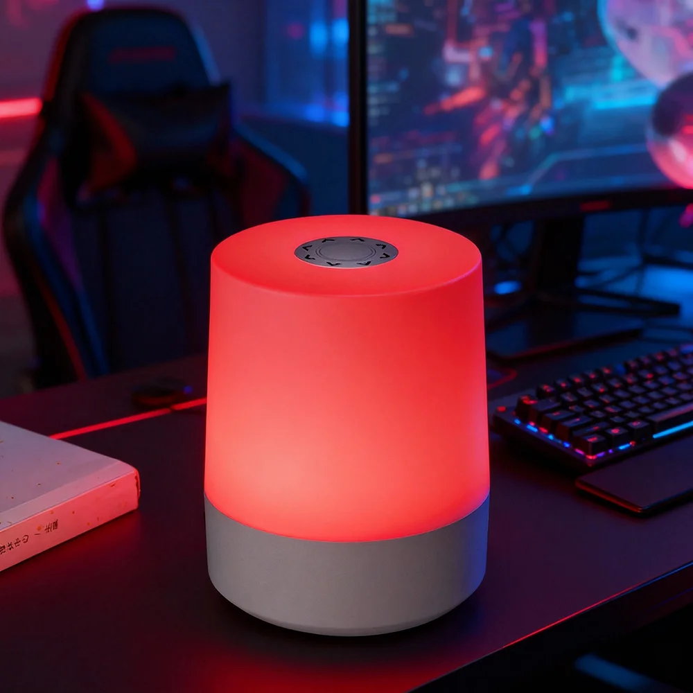 Contemporary Style LED RGB Night Light Soft Glow Multicolor Cylinder Design Touch Control Rechargeable Bedside Lamp for Home